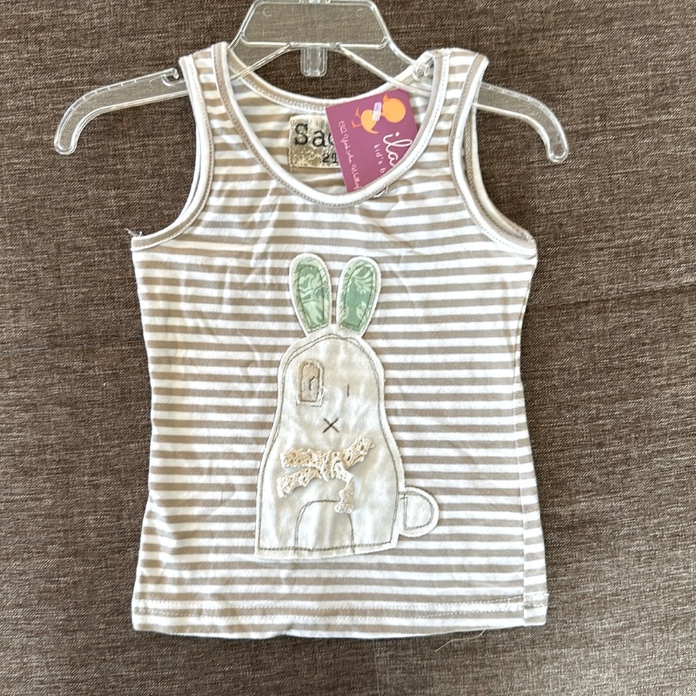 Brown and White Stripe Tank Top 2T